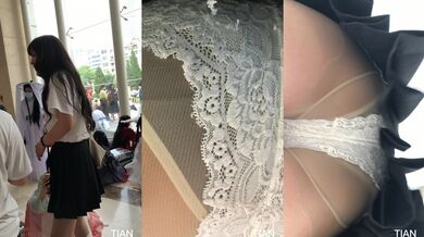 漫展抄底白蕾丝内裤 肉丝小姐姐！屁股坐镜头!